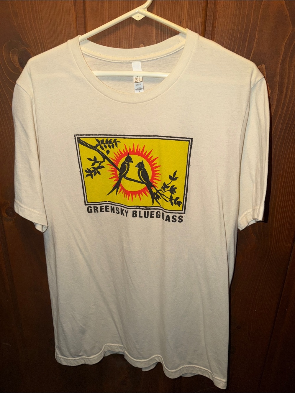 Greensky Bluegrass White Band Tee with Yellow and Black Band Graphic